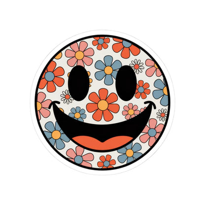 Groovy Smiley Face Sticker: 70s Retro Flower Power Vinyl Decal