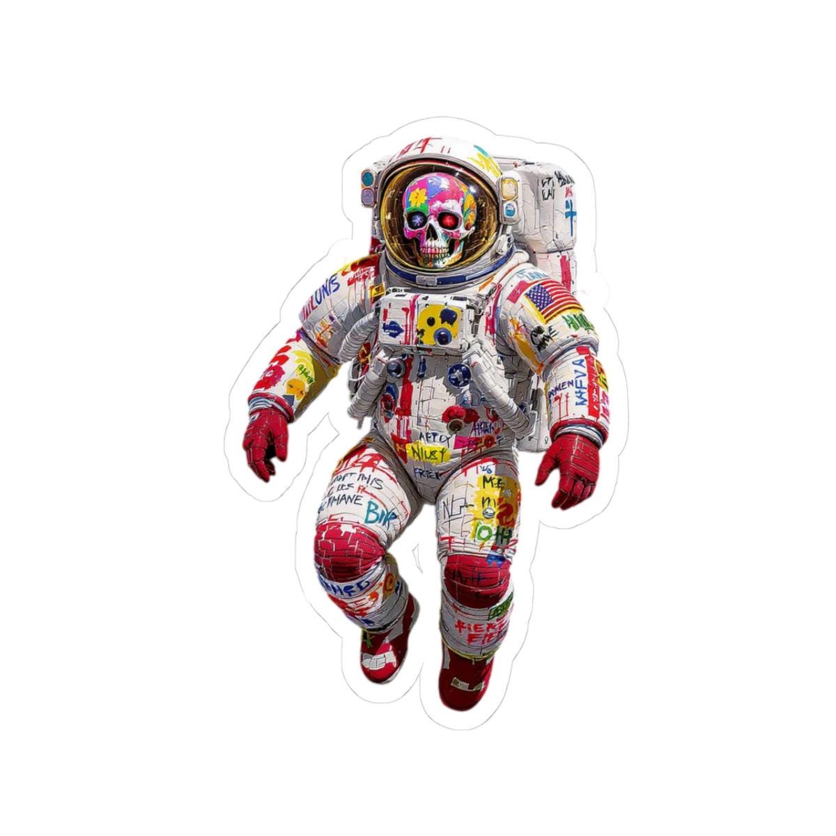 ColorFlow | Rebel Skull Astronaut Sticker | Graffiti Vinyl Decal for Alt Space Vibes & Bold Expression
