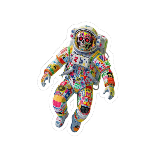 ColorFlow | Neon Skull Astronaut Sticker | Bold Graffiti Space Vinyl Decal for Rebels