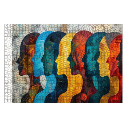 ColorFlow | Abstract Faces Wooden Puzzle 1000pc | Modern Silhouette Art Jigsaw