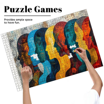 ColorFlow | Abstract Faces Wooden Puzzle 1000pc | Modern Silhouette Art Jigsaw