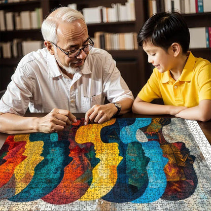 ColorFlow | Abstract Faces Wooden Puzzle 1000pc | Modern Silhouette Art Jigsaw