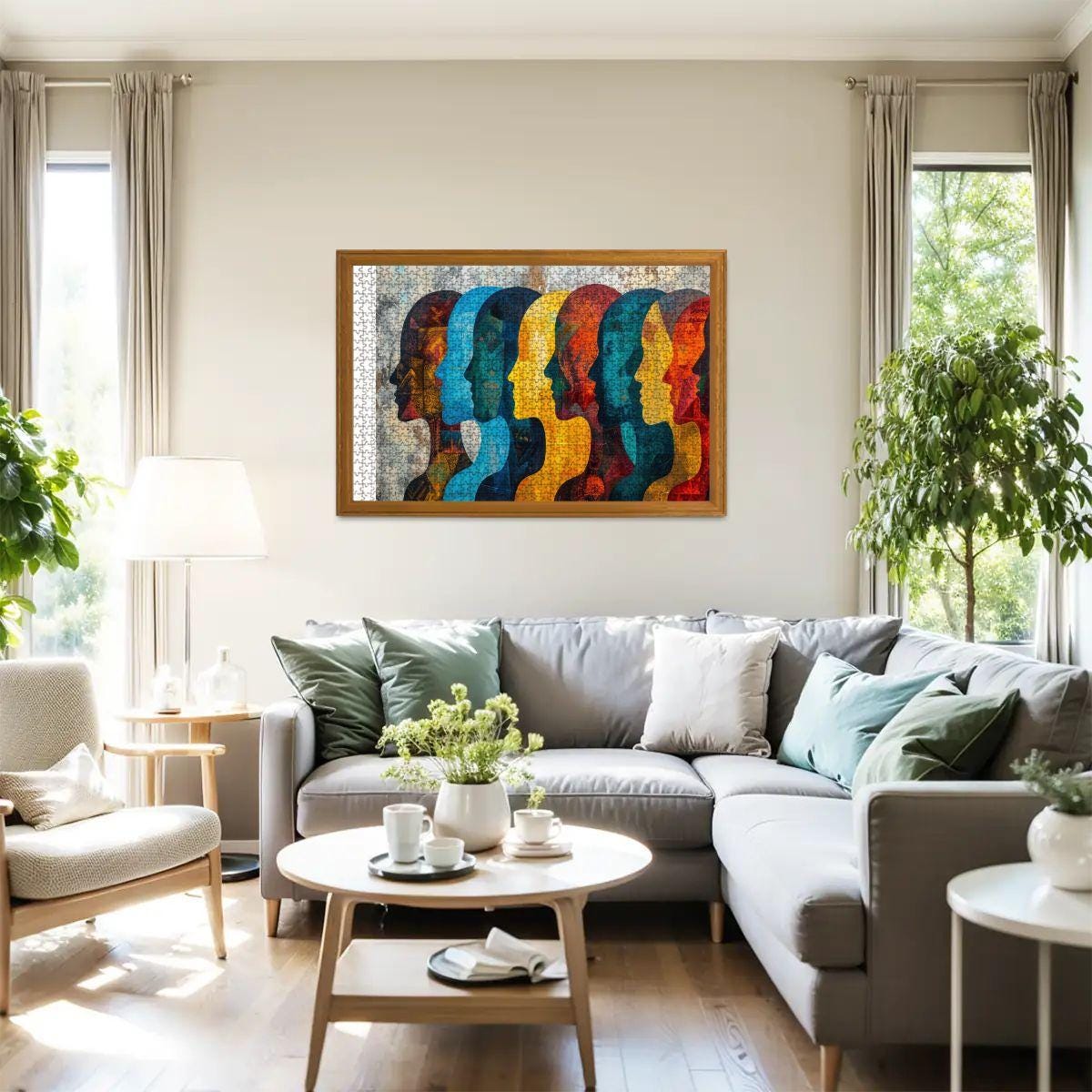 ColorFlow | Abstract Faces Wooden Puzzle 1000pc | Modern Silhouette Art Jigsaw