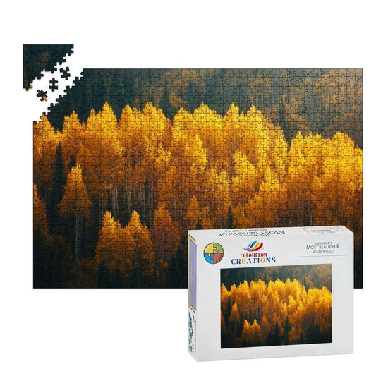 ColorFlow | Aspen Trees in Autumn Wooden Puzzle 1000pc | Serene Fall Landscape