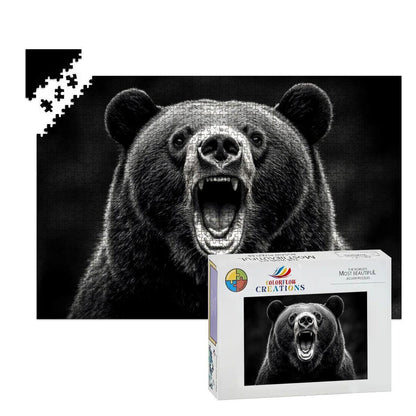 ColorFlow |  Wooden Puzzle | Roaring Black Bear | Bold Wildlife Wood Jigsaw Puzzle