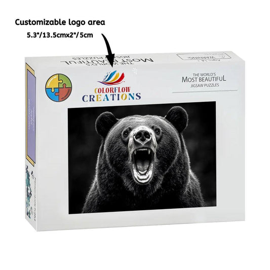 ColorFlow |  Wooden Puzzle | Roaring Black Bear | Bold Wildlife Wood Jigsaw Puzzle