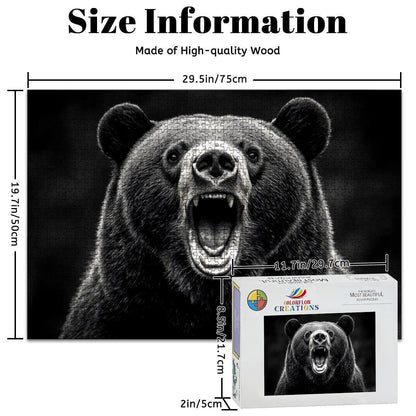 ColorFlow |  Wooden Puzzle | Roaring Black Bear | Bold Wildlife Wood Jigsaw Puzzle