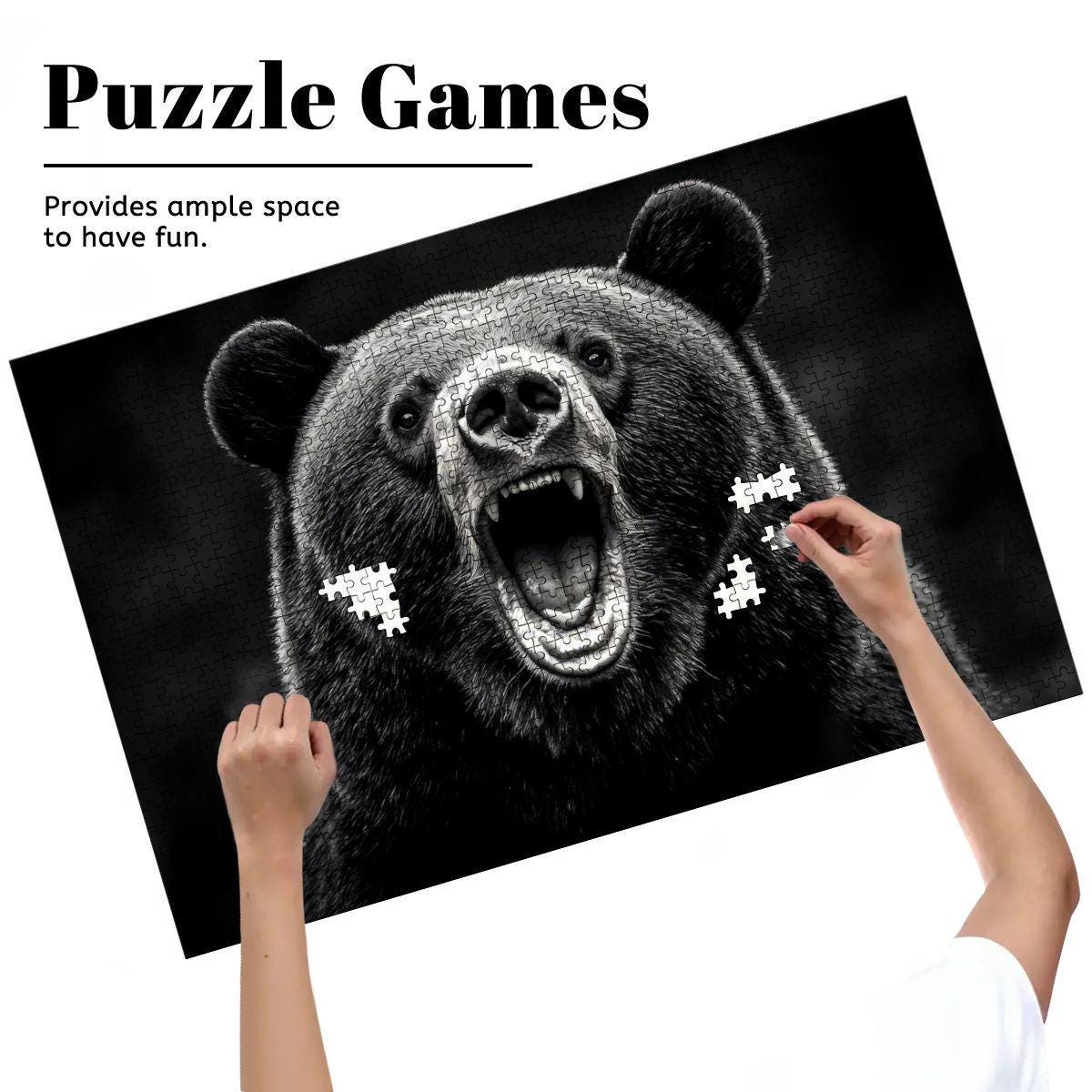ColorFlow |  Wooden Puzzle | Roaring Black Bear | Bold Wildlife Wood Jigsaw Puzzle