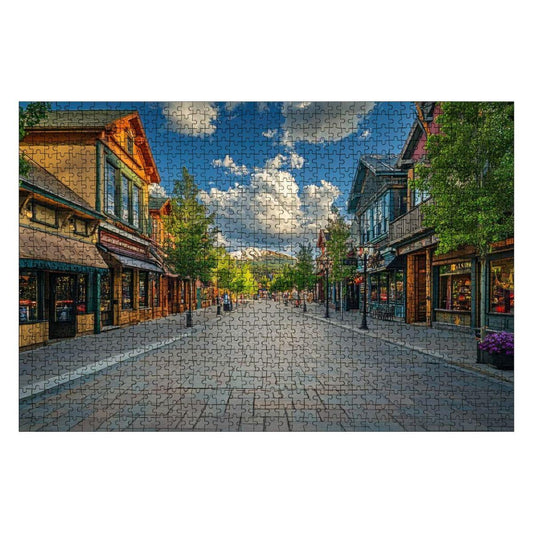 ColorFlow Wooden Jigsaw Puzzle: Main Street Village Scene, s