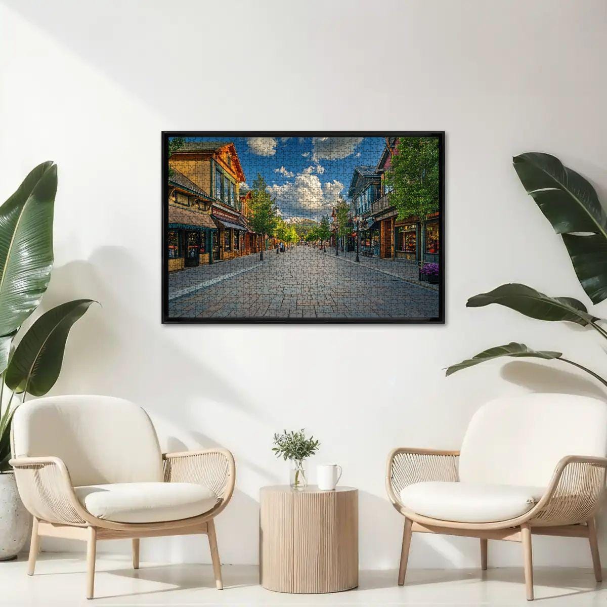 ColorFlow Wooden Jigsaw Puzzle: Main Street Village Scene, s