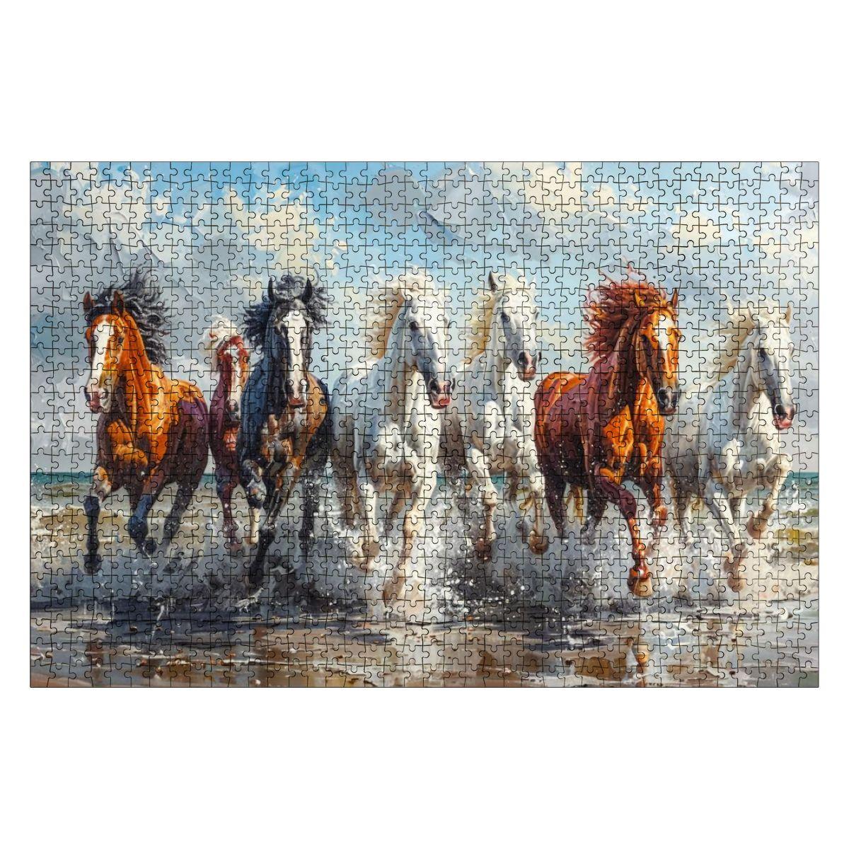 ColorFlow | Beach Stallions Wooden Puzzle s | Equestrian Coastal Puzzle