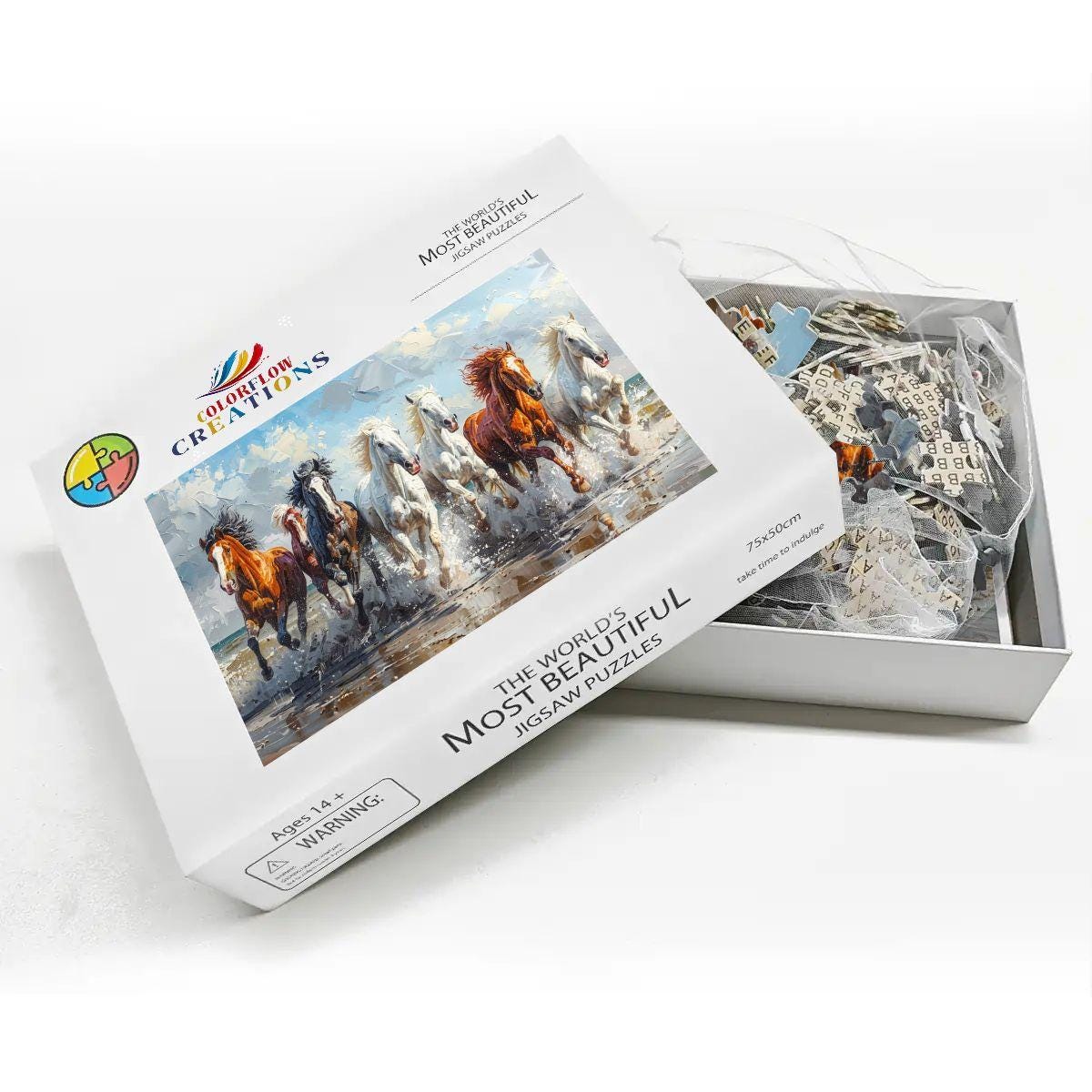 ColorFlow | Beach Stallions Wooden Puzzle s | Equestrian Coastal Puzzle