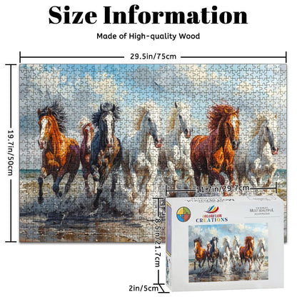 ColorFlow | Beach Stallions Wooden Puzzle s | Equestrian Coastal Puzzle