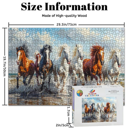 ColorFlow | Beach Stallions Wooden Puzzle s | Equestrian Coastal Puzzle
