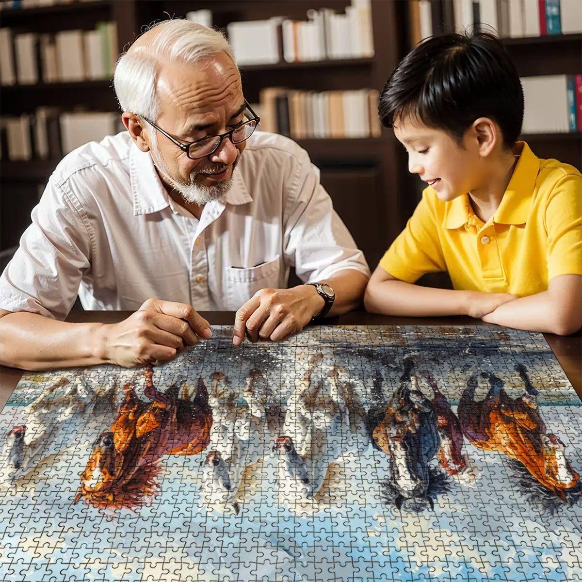 ColorFlow | Beach Stallions Wooden Puzzle s | Equestrian Coastal Puzzle