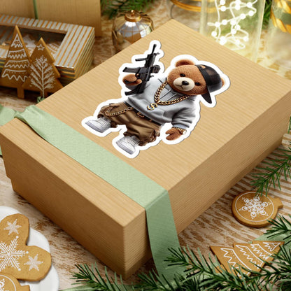 Gangsta Teddy Bear Sticker: Funny Hip Hop Urban Art