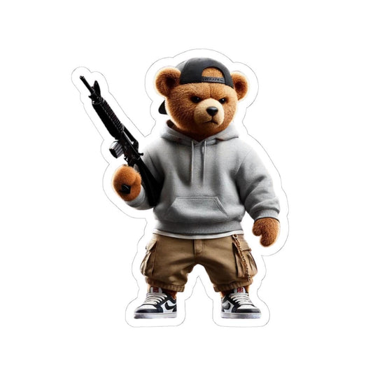 ColorFlow | Armed Teddy Gangsta Sticker | Urban Streetwear Hoodie Bear Kiss Cut Vinyl Decal