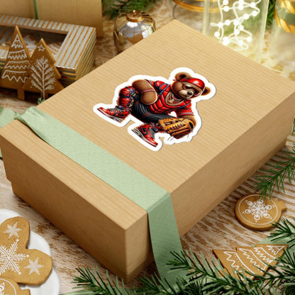 Gangsta Teddy Bear Baseball Catcher Sticker: Urban Vinyl Decal