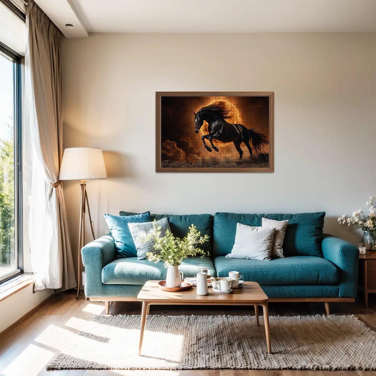 ColorFlow | Solar Black Stallion Wooden Puzzle 1000pc | Bold Sunset Puzzle