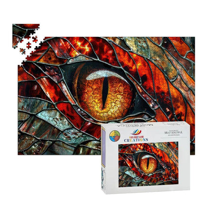 ColorFlow | Inferno Dragon Gaze Wooden Puzzle s | Molten Scaled Art