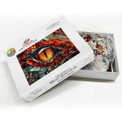 ColorFlow | Inferno Dragon Gaze Wooden Puzzle s | Molten Scaled Art