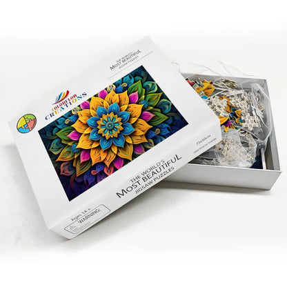 ColorFlow | Bright Bloom Mandala Wooden Puzzle 1000pc | Colorful Petal Puzzle