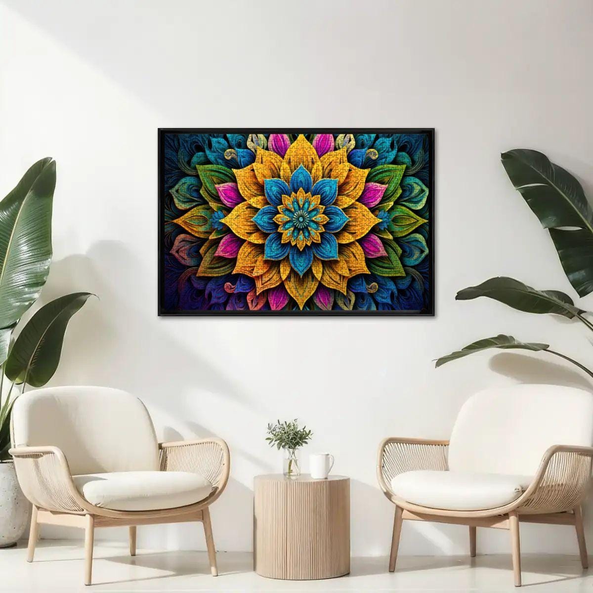 ColorFlow | Bright Bloom Mandala Wooden Puzzle 1000pc | Colorful Petal Puzzle