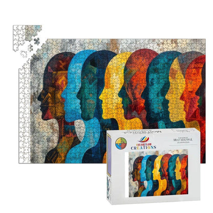 ColorFlow | Abstract Faces Wooden Puzzle 1000pc | Modern Silhouette Art Jigsaw