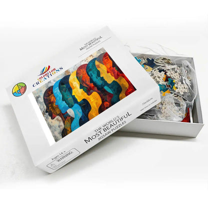ColorFlow | Abstract Faces Wooden Puzzle 1000pc | Modern Silhouette Art Jigsaw