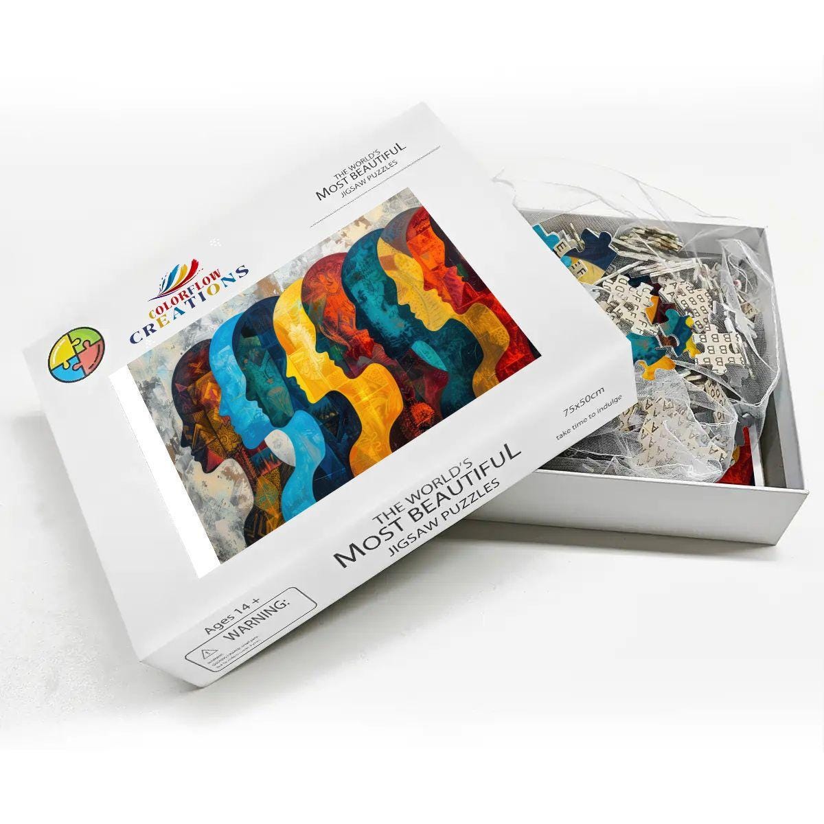 ColorFlow | Abstract Faces Wooden Puzzle 1000pc | Modern Silhouette Art Jigsaw