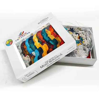 ColorFlow | Abstract Faces Wooden Puzzle 1000pc | Modern Silhouette Art Jigsaw