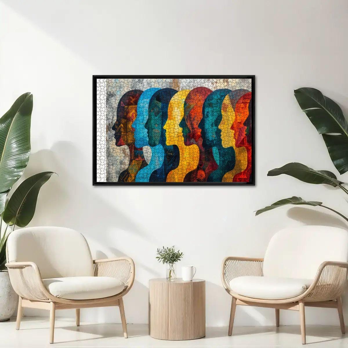 ColorFlow | Abstract Faces Wooden Puzzle 1000pc | Modern Silhouette Art Jigsaw