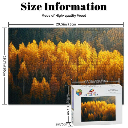 ColorFlow | Aspen Trees in Autumn Wooden Puzzle 1000pc | Serene Fall Landscape