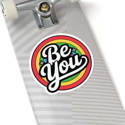 Be You Rainbow Sticker: Glossy LGBTQ+ Pride Vinyl Decor