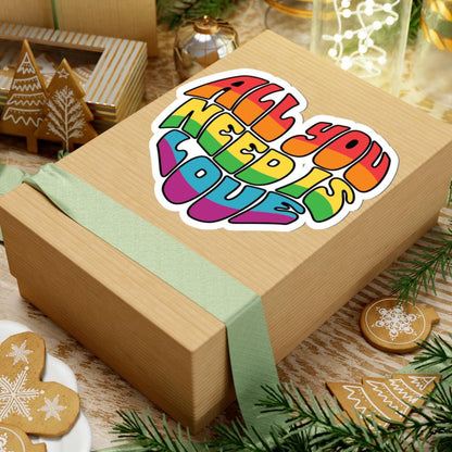Retro Rainbow All You Need Is Love Sticker - LGBTQ Pride Vinyl Decor