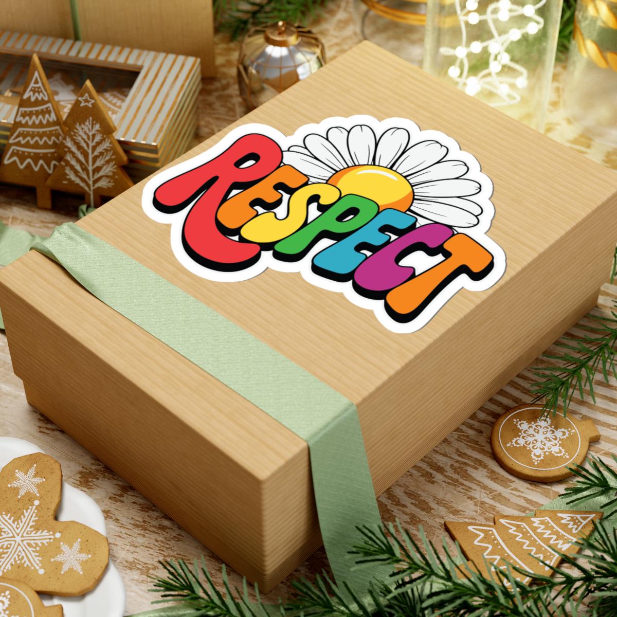 Rainbow Respect Daisy Sticker: Glossy LGBTQ+ Affirmation Vinyl Decal