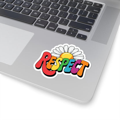 Rainbow Respect Daisy Sticker: Glossy LGBTQ+ Affirmation Vinyl Decal