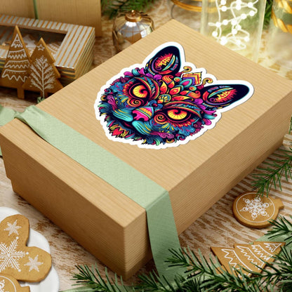 Psychedelic Cat Sticker: Trippy Boho Vinyl Decal - Laptop Art