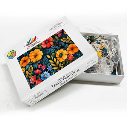 Floral Garden Wooden Jigsaw Puzzle:  Colorful Art