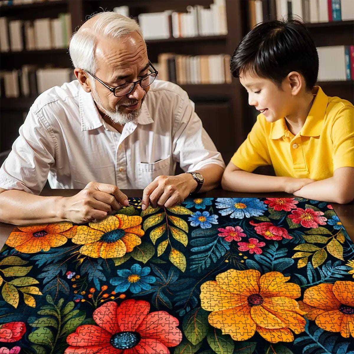 Floral Garden Wooden Jigsaw Puzzle:  Colorful Art