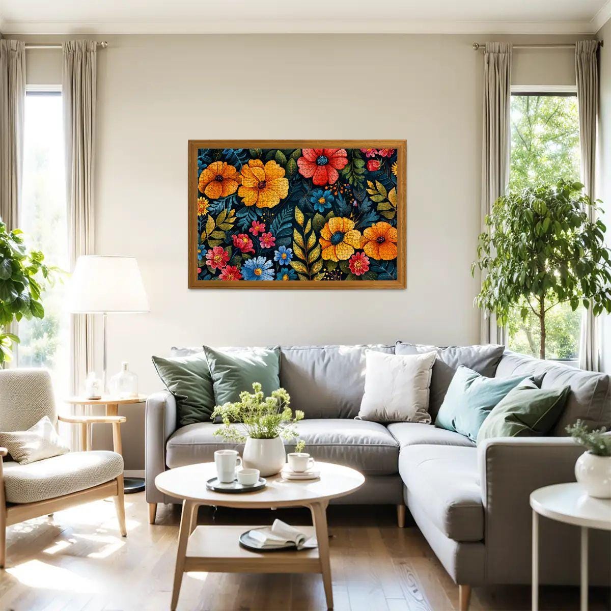 Floral Garden Wooden Jigsaw Puzzle:  Colorful Art