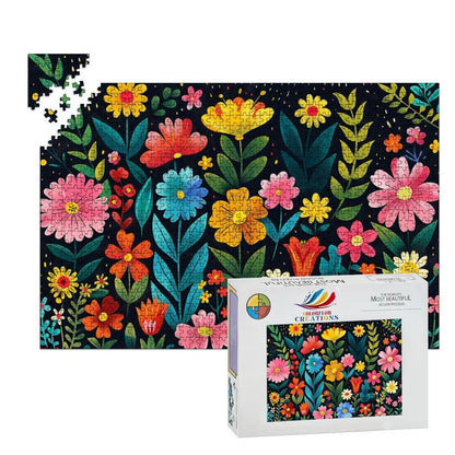 Floral Wooden Jigsaw Puzzle:  Basswood Garden Art