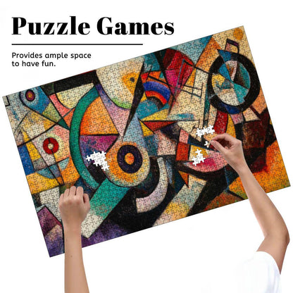 Geometric Abstract Jigsaw Puzzle:  Wooden Art - ColorFlow