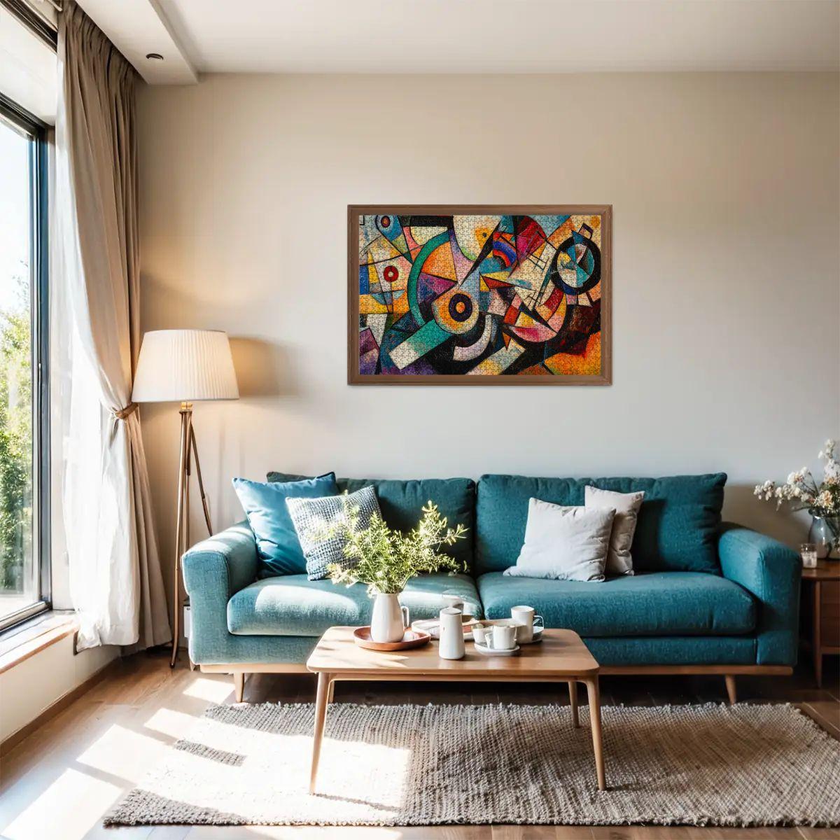 Geometric Abstract Jigsaw Puzzle:  Wooden Art - ColorFlow