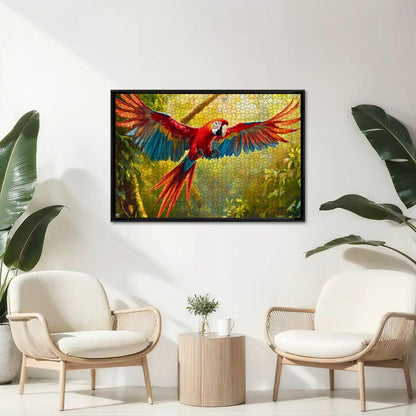 Scarlet Macaw Wooden Jigsaw Puzzle: Tropical Bird Jungle Art,