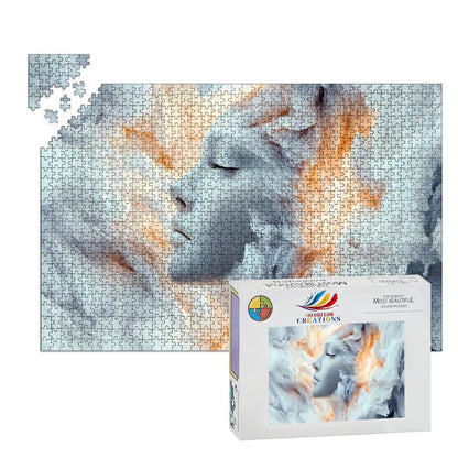 Surreal Fantasy Art Puzzle: Dreamy Face in Clouds -  Wooden Jigsaw