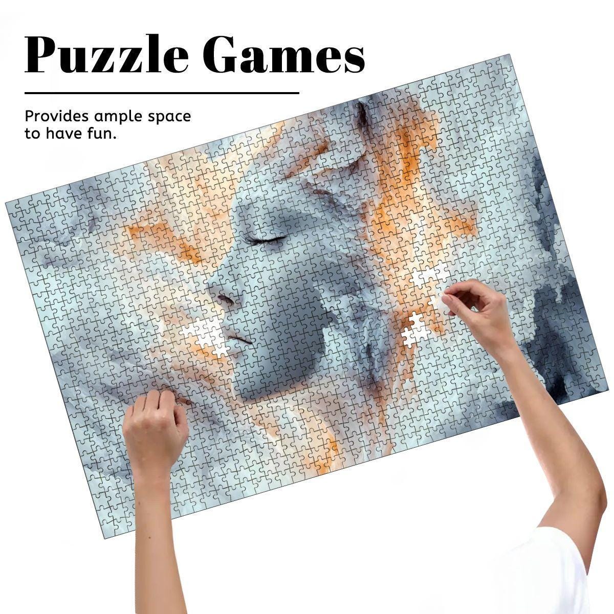 Surreal Fantasy Art Puzzle: Dreamy Face in Clouds -  Wooden Jigsaw