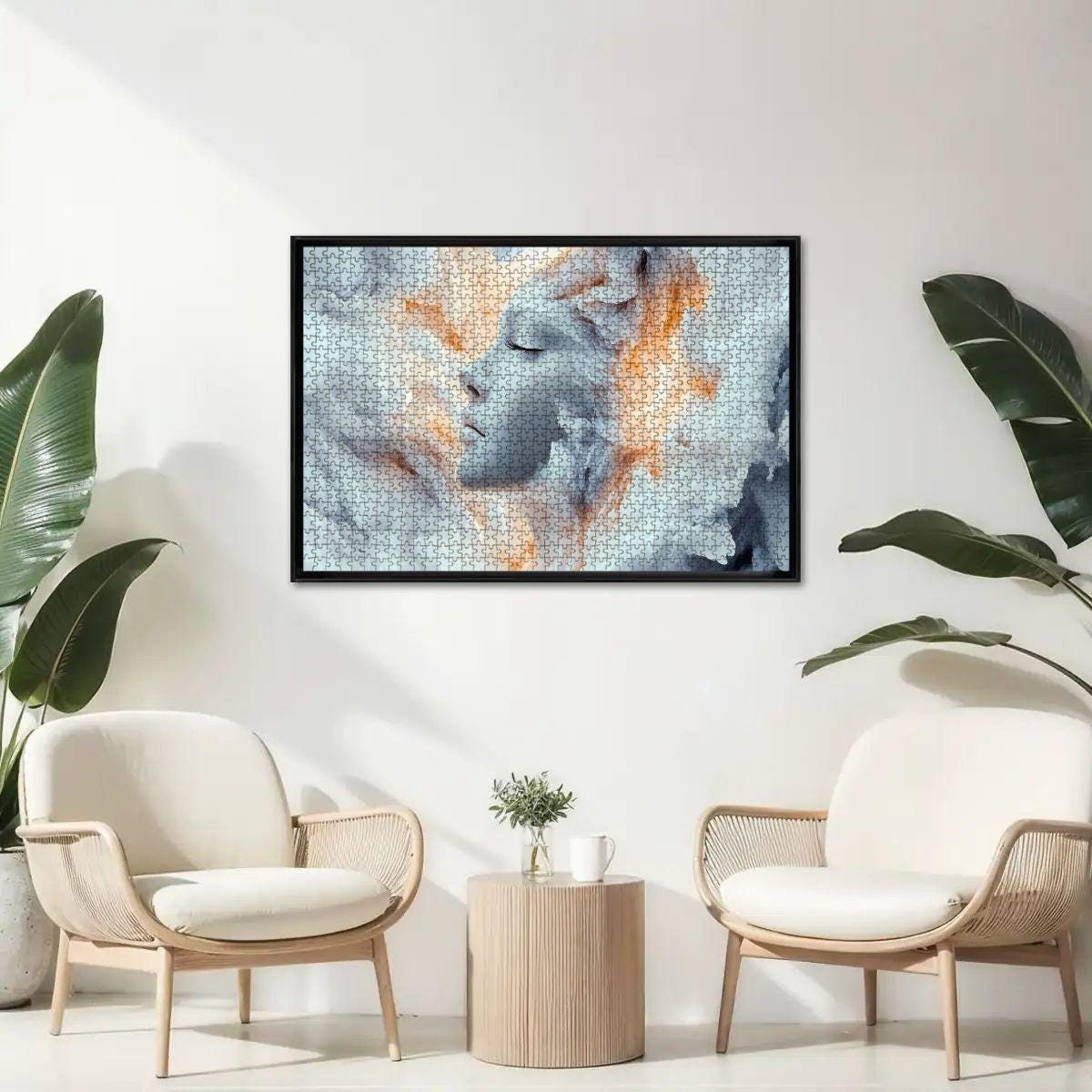Surreal Fantasy Art Puzzle: Dreamy Face in Clouds -  Wooden Jigsaw
