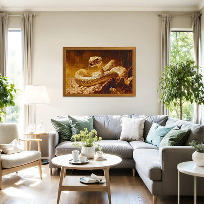Golden Snake Wooden Jigsaw Puzzle:  Serpent Art