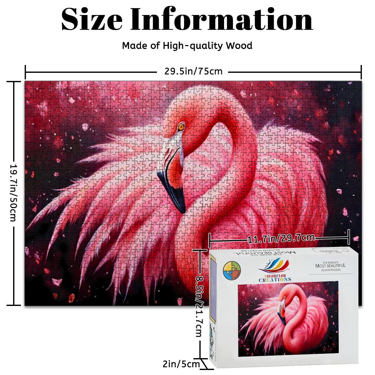 ColorFlow | Flamingo Puzzle  Wooden Tropical Bird Pink Feathers Jigsaw Puzzle for Adults Wildlife Art